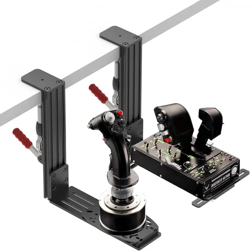 Vista 2 de HUYE 2 Pack Hotas Desk Mount for Flight Sim Game Joystick, Fits Thrustmaster Hotas Warthog,T-Flight, T.16000M, TCA, TSSH Shifter & Handbrake