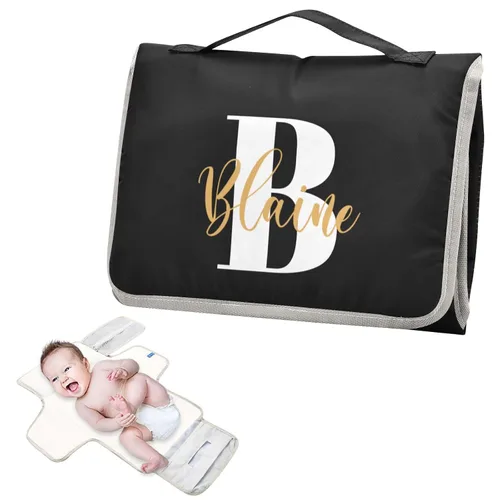 Vista 24 de Cambiador de pañales de bebé beige para niños pequeños, tapete portátil para cambiar pañales con bolsillo de almacenamiento para viajes, aparador