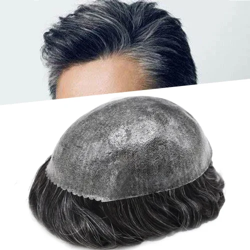 Vista 33 de Toupee para hombres Cabello humano Toupee Hombres Hairpiece Poly Thin Skin Mens Hair System Hair Pieces Sistema de reemplazo para hombre Protesis