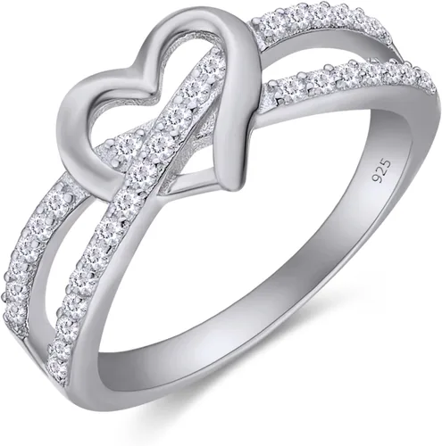 Vista 12 de AFFY Split Shank Infinity Heart Promise Ring for Women In Sterling Silver A: oro rosa 925