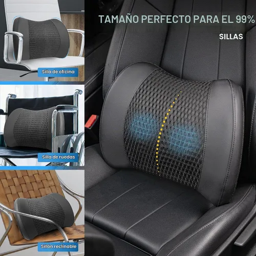 Vista 8 de Lofty Aim Almohada de apoyo lumbar para coche Malla 4d Negro