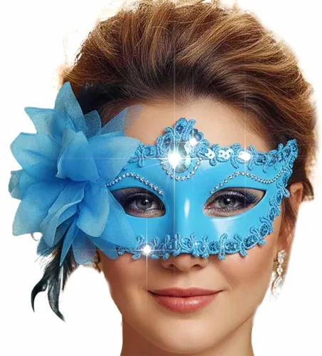 Vista 15 de Yokawe Máscara de mascarada negra para mujer, máscara veneciana de flores, de encaje, disfraz de Mardi Gras