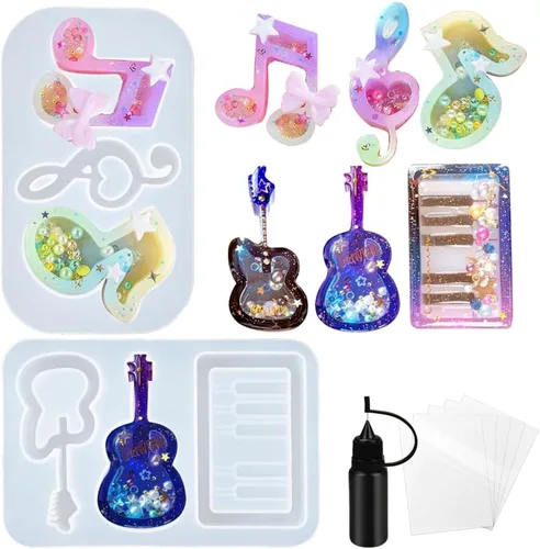 Vista 34 de Conjunto de moldes agitadores de resina, dijes kawaii, paquete de 41 bandejas de silicona, kit de botella aplicadora con punta de precisión, paquete