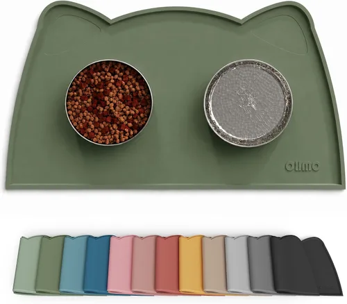 Vista 16 de OHMO - Tapete de silicona para comida para gatos, tapete de alimentación de mascotas para el piso, antideslizante e impermeable, bandeja para agua