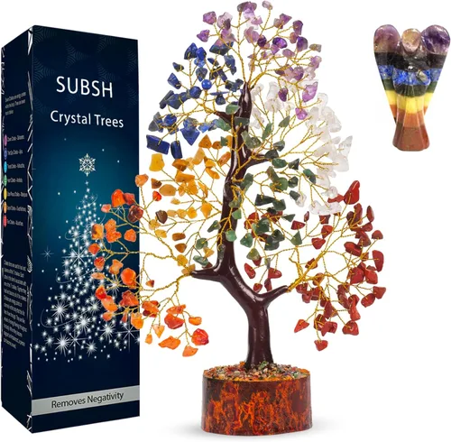 Vista 31 de Árbol de la vida de cristal amatista de 10-12 pulgadas con 2 colgantes de chakra – Bonsái de cristal sanador, árbol del dinero para energía