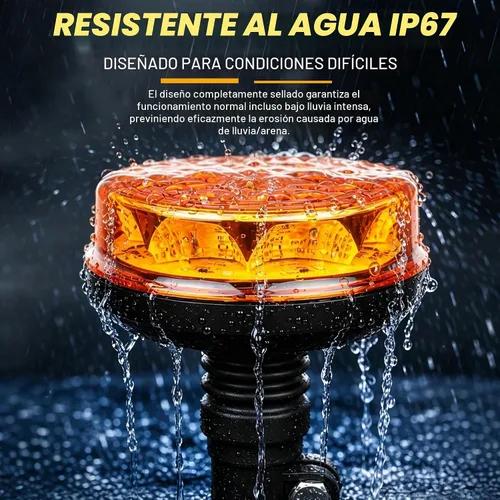 Vista 6 de Luces estroboscópicas de luz LED amarilla para camiones de 12 V 24 V, luz de baliza naranja, faro giratorio con 6 modos para coche, camión, UTV