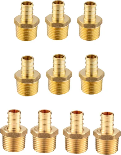 Vista 16 de (Paquete de 2) EFIELD Barb Crimp Pex Adaptador Macho NPT de 3/4 Pulgada x 3/4 Pulgada, Accesorio de Latón, ASTM F1807, (PEX1807021-2PCS)