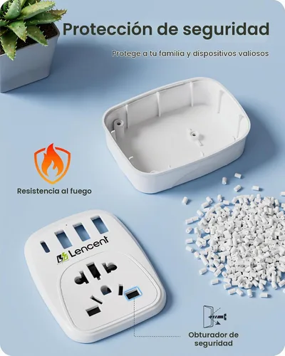 Vista 6 de LENCENT Adaptador de enchufe del mundo a los E.E.U.U. con 3 USB y 1 PD Tipo-c Puertos de carga rápida rápida, tipo B Europa Europa/Reino