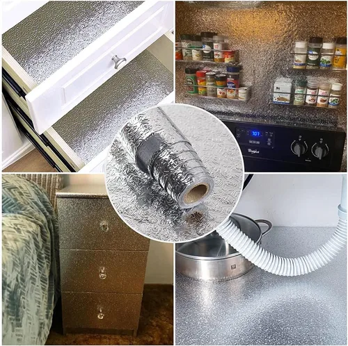 Vista 6 de Papel tapiz a prueba de aceite de cocina, 4 unidades, para despegar y pegar, papel de contacto, autoadhesivo, resistente al agua, resistente al