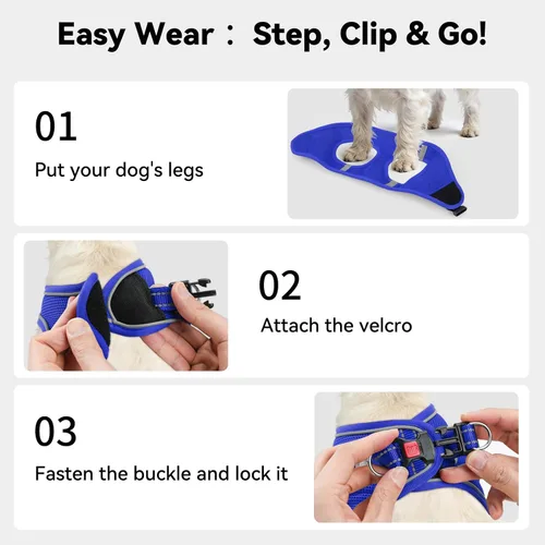 Vista 60 de Joytale Arnés para Perros Pequeños, Chaleco de Malla Transpirable Step-in, Arneses Acolchados Suaves Reflectantes para Gatos y Perros Cachorros