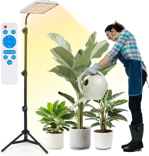 Vista 8 de Luz de cultivo de plantas para interiores, 264 luces LED de espectro completo con soporte de trípode ajustable con control remoto y función