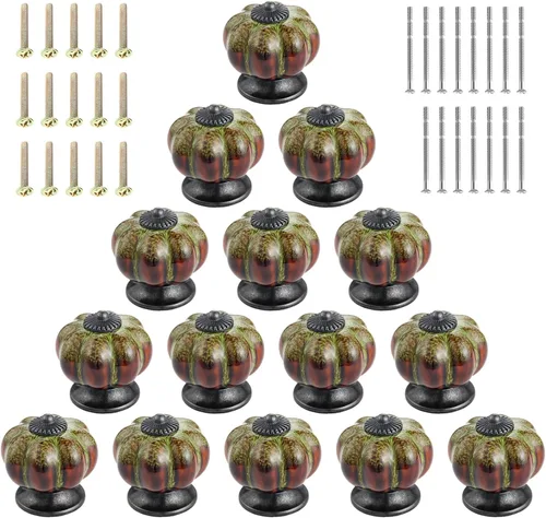 Vista 13 de Pomos de calabaza de 1.57 pulgadas, pomos de cerámica para armario, cajón, tiradores de cajones antiguos, pomos decorativos para armario, puerta