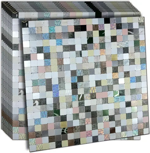 Vista 8 de XUANINY Azulejo autoadhesivo de metal para salpicaduras, azulejo despegar y pegar para cocina, superficie de aluminio cepillado para salpicaduras