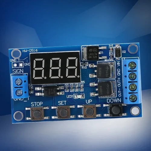Vista 7 de Relé de temporizador, módulo de retardo de pantalla LED, CC 5V-30V, relé de retardo de tiempo, ciclo de encendido/apagado, placa de interruptor