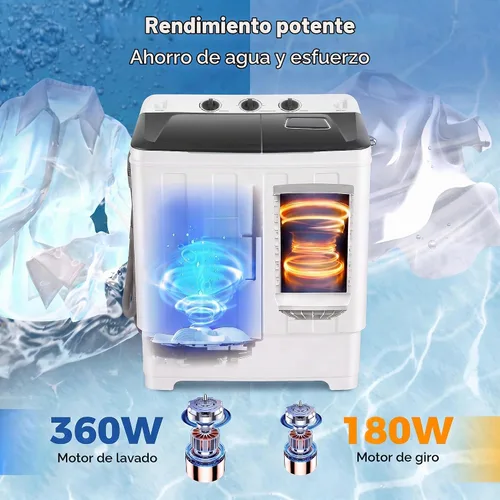 Vista 3 de Nictemaw - Lavadora portátil y secadora combinada de 30 libras, lavadora compacta de doble tina (19 libras) y centrifugado (11 libras) 2 en 1