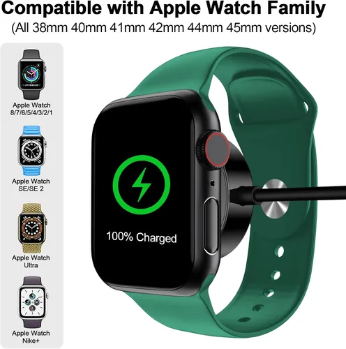Vista 2 de Cable de carga magnético para cargador de Apple Watch, puerto USB C, cable de carga inalámbrico compatible con iWatch Series Negro