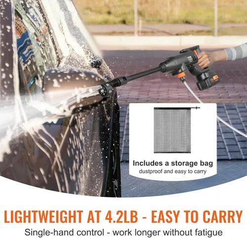 Vista 3 de VEVOR - Lavadora a presión inalámbrica, limpiador de energía portátil, pistola de lavadora de alta presión manual para coche con batería de 4.0Ah