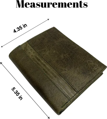 Vista 4 de MARSHAL Bifold - Cartera de piel auténtica con bloqueo RFID para hombres, ranuras para tarjetas, 2 compartimentos para billetes, ventanas
