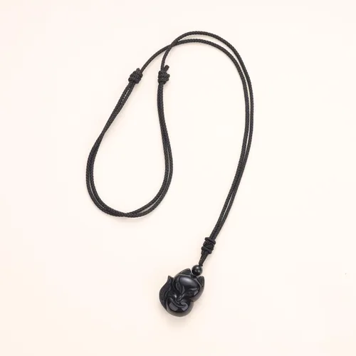 Vista 5 de COAI Collar con dije de zorro de piedra para hombre y mujer