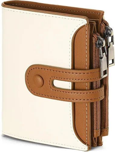 Vista 12 de GAEKEAO Cartera pequeña para mujer, de dos pliegues con bloqueo RFID, estuche para tarjetas de crédito con bolsillo con cremallera, A-Negro, Classic