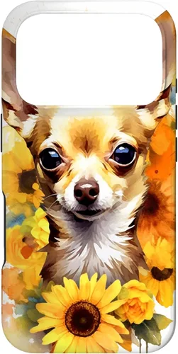 Vista 30 de Chihuahua Dog Watercolor Funda de girasol Chihuahua para iPhone 17