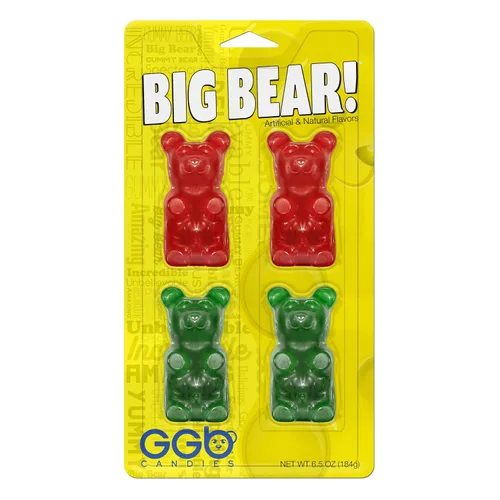 Vista 3 de Big Bear! - Paquete de 4 ositos de gomita de GGB Candies (cereza/frambuesa azul)