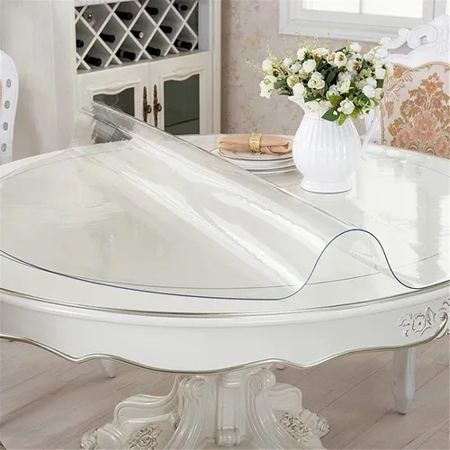 Vista 2 de HUHJYUGE Protector transparente de 16 pulgadas, protector de mantel impermeable, cubierta de plástico transparente para mesa de comedor, a prueba