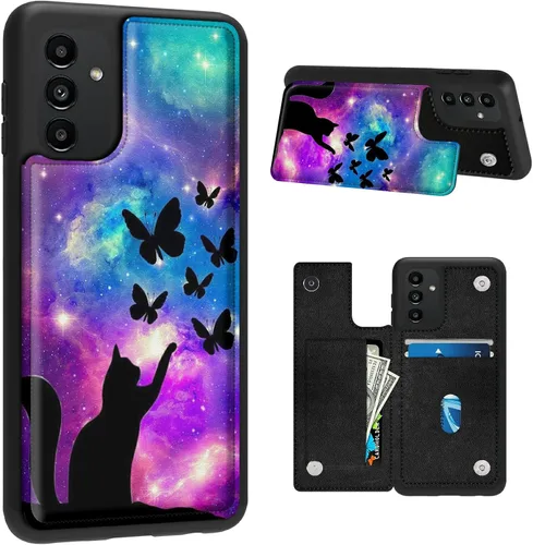Vista 31 de BVDIKMI Funda para Samsung Galaxy A13 5G con ranura para tarjetero, funda de piel sintética, doble cierre magnético y cubierta duradera a prueba