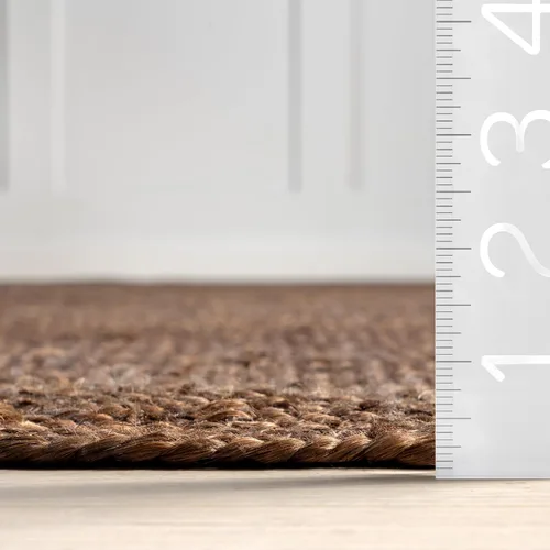 Vista 2 de Rugs USA Juniper - Alfombra de yute, 2 pies 6 pulgadas x 8 pies, marrón oscuro Nuloom Christie Geometric 2' x 8' Jute Runner Rug for Dining Room