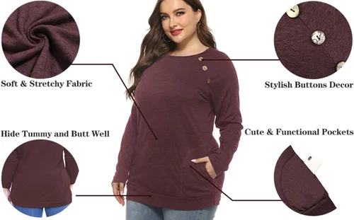 Vista 2 de VISLILY Blusa casual de manga larga con botones y bolsillos para mujer