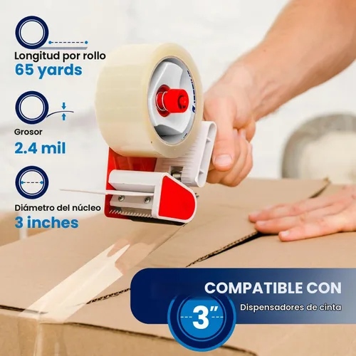 Vista 2 de Lifetime Supplies 36 Rollos [Actualizado] Cinta de Embalaje Premium Transparente, 65 Yardas, 2.2 mil, Cinta de Embalaje Resistente para Envíos