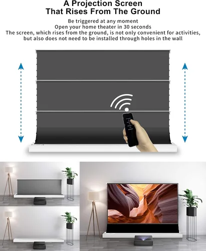 Vista 4 de VIVIDSTORM Soporte de pantalla de proyección S PRO P de 92 pulgadas, pantalla de proyector láser 4K UHD con sonido transparente perforado compatible