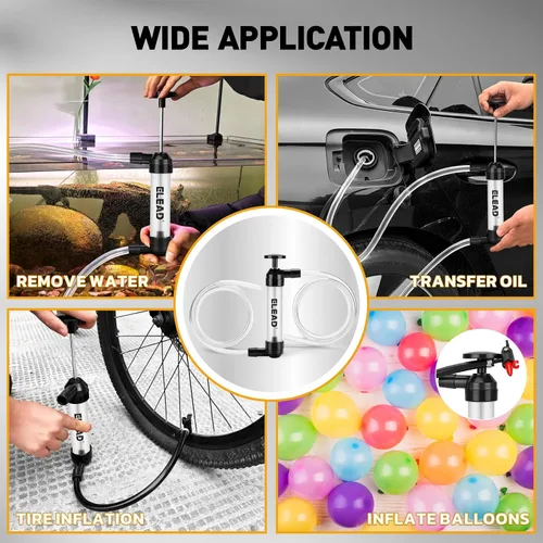 Vista 8 de Fluid Transfer Siphon Pump for Gasoline, Multi-use Liquid Transfer Pump, Max 3 GPM High Flow, Hand Pump with Inflator Hose adapter, Balloon Adapter
