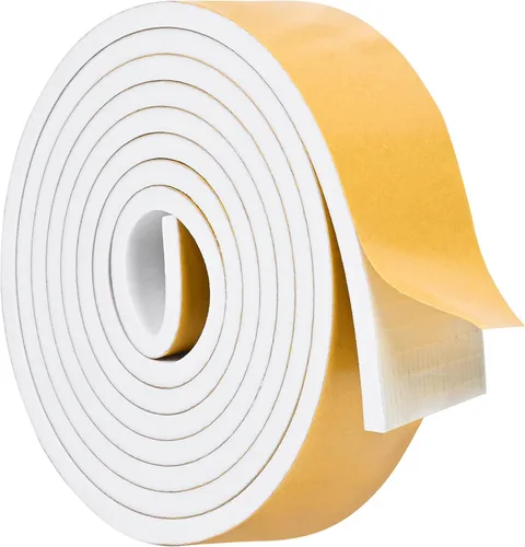 Vista 36 de Burlete de cinta de espuma autoadhesiva blanca para puertas y ventanas de 1 pulgada × 3/4 pulgada × 13 pies, tira de sellado de espuma de alta Blanco