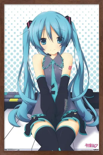 Vista 16 de Trends International Hatsune Miku - Póster de pared de llaves, 14.725 x 22.375 pulgadas, versión enmarcada de madera de granero