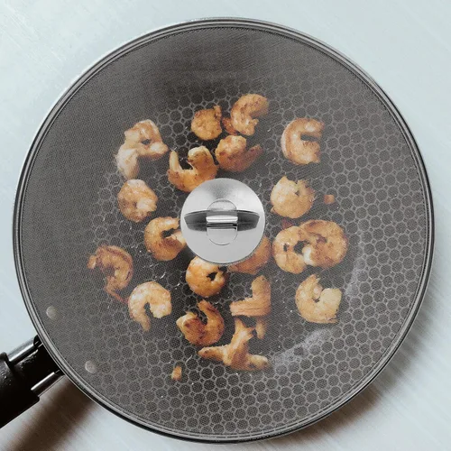 Vista 4 de Stainless Steel Splatter Screen for Cooking Frying Pan Grease Guard