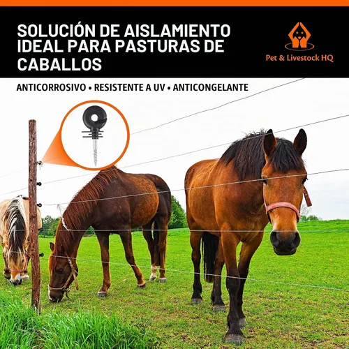 Vista 5 de Aisladores eléctricos para cercas atornilladas postes de madera, adecuados para cable eléctrico de cinta Polytape Polywire