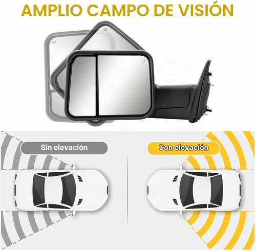 Vista 4 de Sanooer - Espejos de remolque para Dodge Ram 1500 2009-2018 2010-2018 2500 3500 par Negro