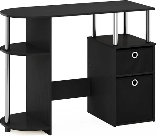 Vista 5 de Furinno Jaya Simplistic - Escritorio de estudio para computadora, americano/cromo/negro