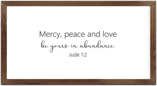 Vista 17 de Farmhouse Rustic Wood Framed Signs 16x20 Inch,Mercy,Peace and Love Be Yours in Abundance Wooden Sign with Frame Wood Sign Wall Plaque Art for