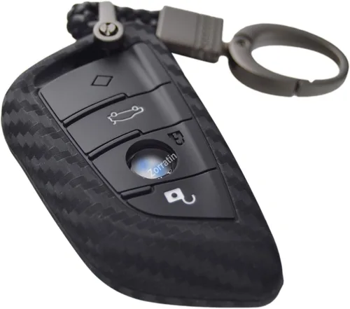 Vista 7 de Funda de silicona para llavero de carbono 3D para BMW 2 5 6 7 Series X1 X2 X3 X5 X6 M