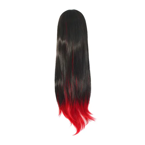 Vista 2 de MapofBeauty Estilo Harajuku mezclado negro/rojo largo recto Cosplay peluca
