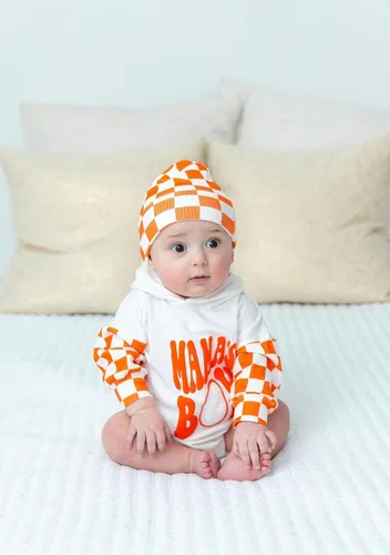 Vista 38 de Twopumpkin Sudadera con capucha a cuadros para bebé niño, mameluco de manga larga con capucha para otoño e invierno