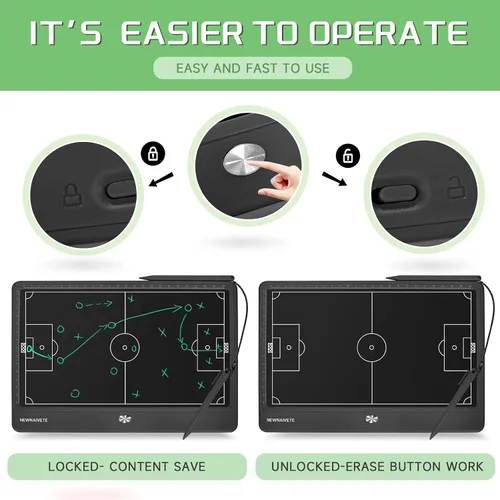 Vista 3 de Tablero electrónico de entrenador de fútbol – Tabla de entrenamiento táctica de fútbol LCD con lápiz capacitivo para entrenador de fútbol, tableta