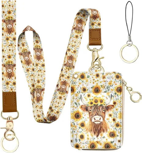 Vista 15 de bolimoss Soporte para credencial de sol y luna y cartera con cordón, cordones removibles para maestras, cartera para mujeres con correa para la Sol
