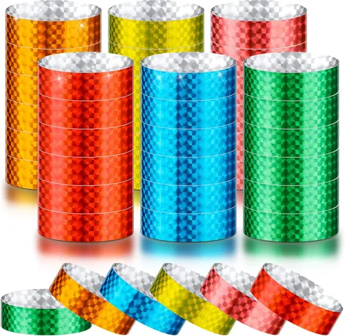 Vista 17 de Epakh 600 muñequeras de papel neón, colores surtidos Pulseras impermeables para fiestas de eventos, banda adhesiva para control de entrada