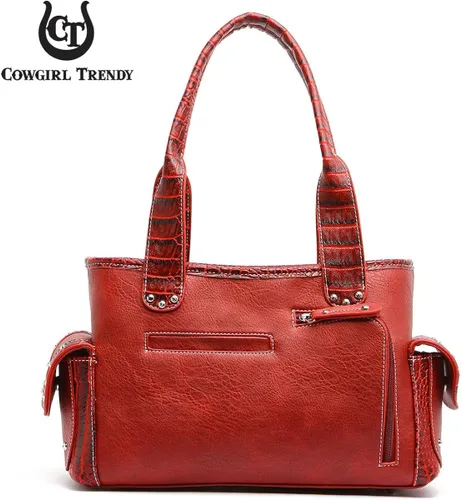 Vista 4 de Juego de cartera de estilo occidental con flecos estilo vaquera conchos bolsas de hombro para mujer