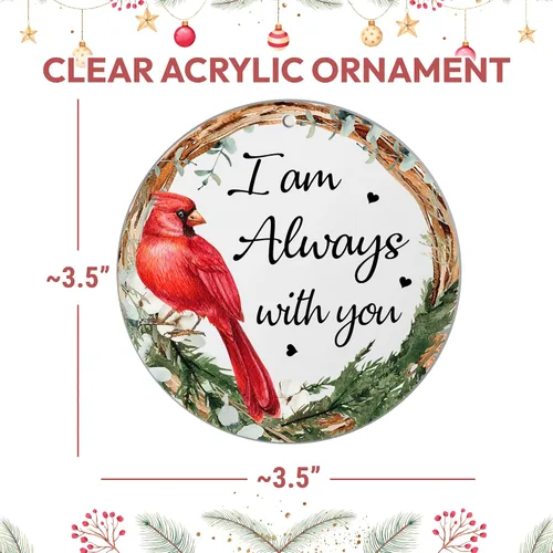 Vista 3 de HYTURTLE Adorno conmemorativo cardenal rojo de Navidad Adorno de árbol de Navidad Regalos para pérdida de seres queridos - Regalos conmemorativos