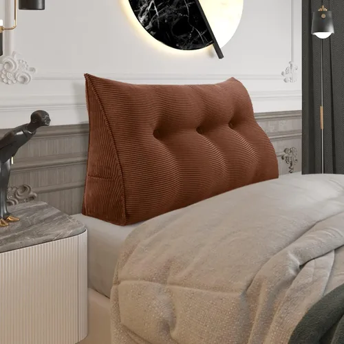 Vista 46 de Almohada de cabecera gruesa totalmente rellena tamaño Queen, cabecera acolchada suave y firme, soporte grande, triangular, almohada de cuña
