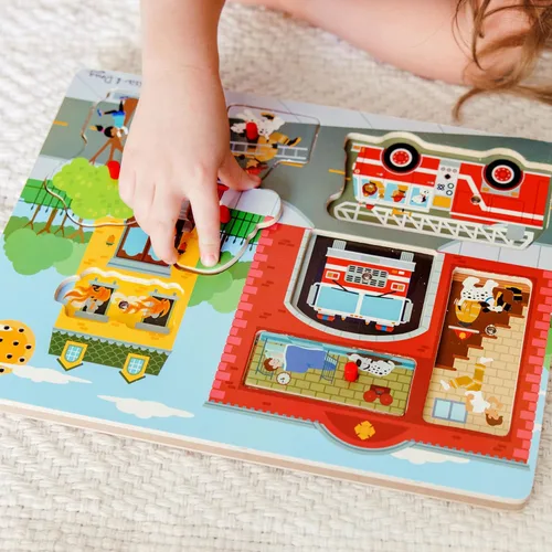 Vista 5 de Melissa & Doug - Rompecabezas con sonido (8 piezas), Estación de bomberos, Multicolor